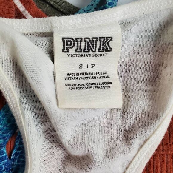 Victoria’s Secret PINK Small White Sequin Logo Racerback Tank - Picture 5 of 6